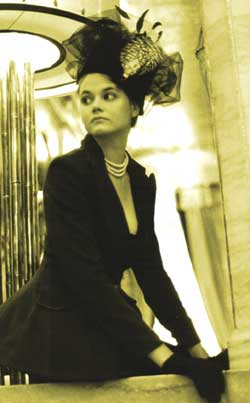 personal styling, personal shopping - Cashmere coat and hat designed by Nathalie Beurg - photo shoot styling by Senstyle at London's Criterion Restaurant